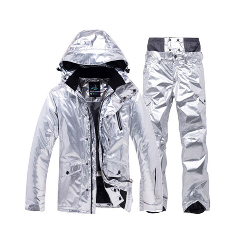 Hot Silver Ski Suit Men Women Snowsuit Winter Outdoor Sportswear Skiing Clothing Waterproof Warm Thick Snowboard Jacket Pant Set