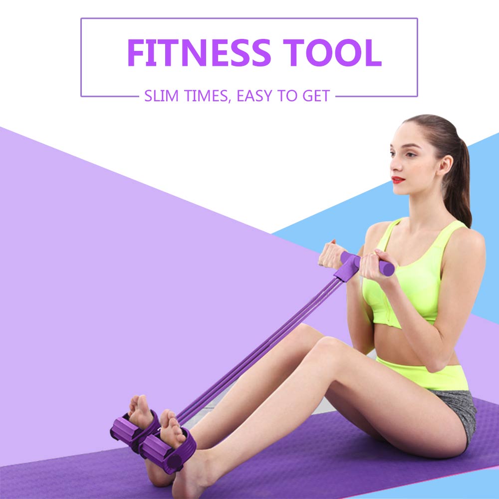 Resistance Bands 4 tube pedal fitness rope Latex Pedal Exerciser Sit-up Pull Rope Expander Elastic Bands Yoga equipment
